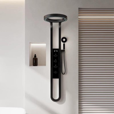 BIRGUSAI  Bathroom Wall Mounted Multifunctional Shower Set Rainfall With Mixer Waterfall Shower Column LED Shower Panel