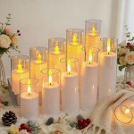 BIRGUSAI Flameless LED Pillar Candles Clear Holders Battery Operated Realistic Flickering Flame Eco-Friendly Diwali Christmas Wedding BIRGUSAI Flameless LED Pillar Candles Clear Holders Battery Operated Realistic Flickering Flame Eco-Friendly Diwali Christmas Wedding