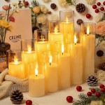 BIRGUSAI Flameless LED Pillar Candles Clear Holders Battery Operated Realistic Flickering Flame Eco-Friendly Diwali Christmas Wedding BIRGUSAI Flameless LED Pillar Candles Clear Holders Battery Operated Realistic Flickering Flame Eco-Friendly Diwali Christmas Wedding