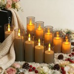 BIRGUSAI Flameless LED Pillar Candles Clear Holders Battery Operated Realistic Flickering Flame Eco-Friendly Diwali Christmas Wedding BIRGUSAI Flameless LED Pillar Candles Clear Holders Battery Operated Realistic Flickering Flame Eco-Friendly Diwali Christmas Wedding
