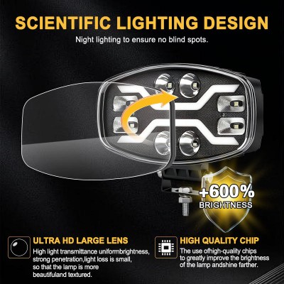 BIRGUSAI  High Power 12v 24v 10" LED Work Spotlight Auto Exterior Lighting High/Low Beam Amber Position Lamp for Off Road Truck