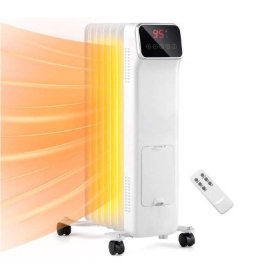 BIRGUSAI  Electric Radiator Space Heater 1500W Remote Control Portable Household Heating With Temperature Display